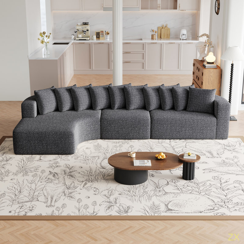 Latitude Run® 131.1-Inch Chenille Sectional Sofa Set, Modern Cloud